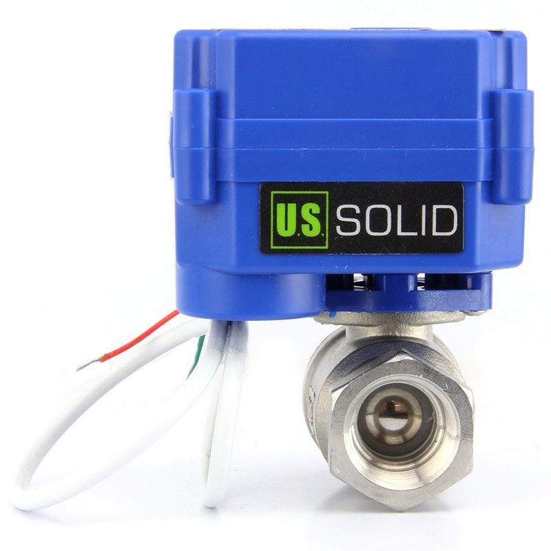 U.S. Solid 1/2" Motorized Ball Valve 85-265V AC Stainless Steel Electrical Ball Valve, 2 Wire Auto Return Setup Normally Closed - Image 1